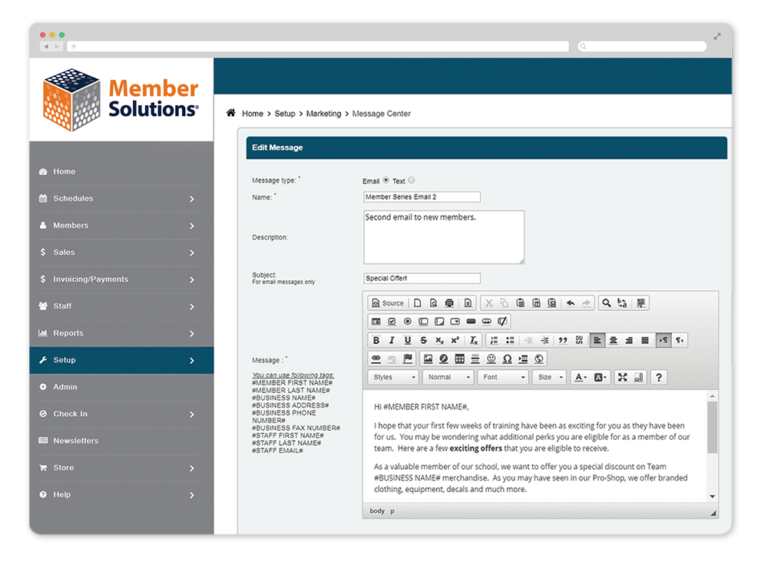 Member Solutions Member Manger Software- Email Marketing Template