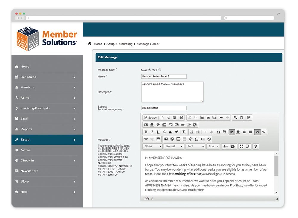 Member Solutions Member Manger Software- Email Marketing Template
