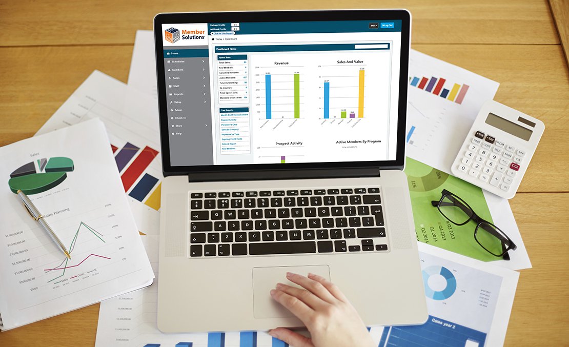Membership management software sales dashboard
